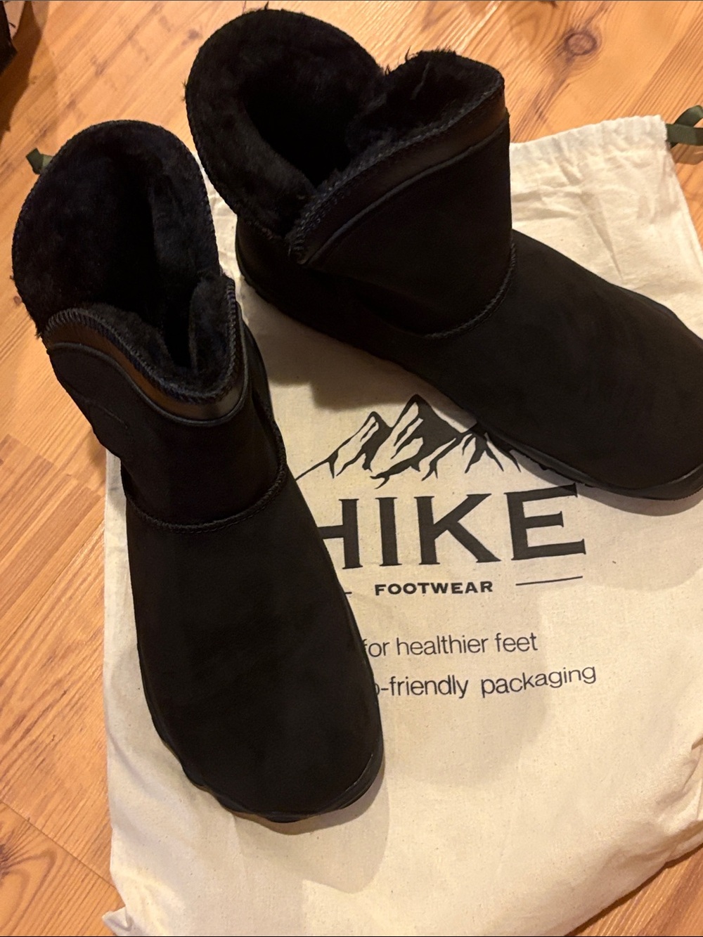 HIKE Black Suede Shearling-Lined Ankle Booties
